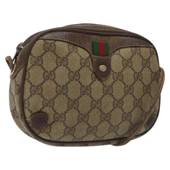 GUCCI GG Supreme Web Sherry Line Shoulder Bag Pvc Beige 156 02 066 - Picture 1 of 13
